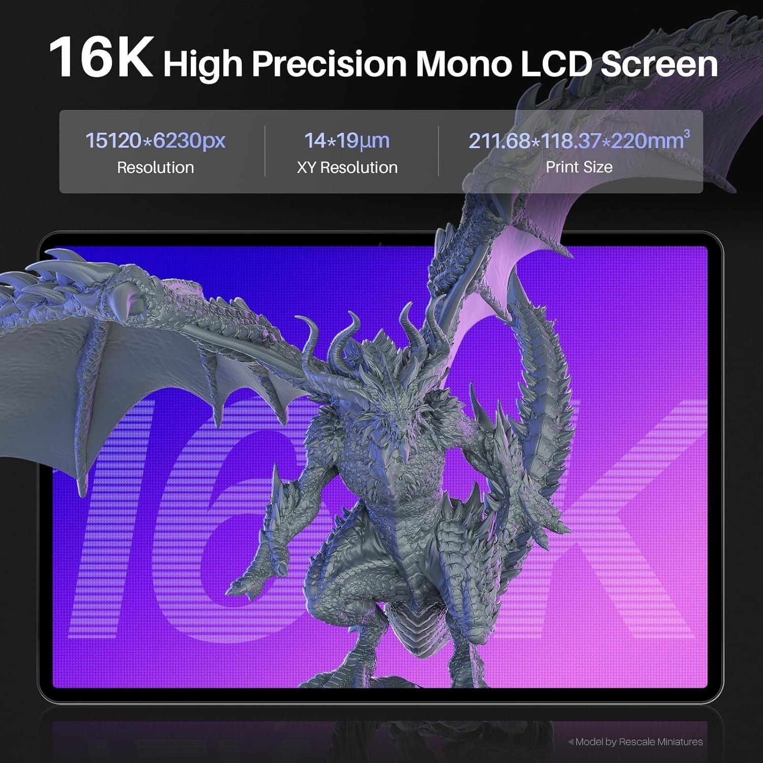 16K Resin 3D Printer 10in Mono LCD 150mm/h AI Camera WiFi Large