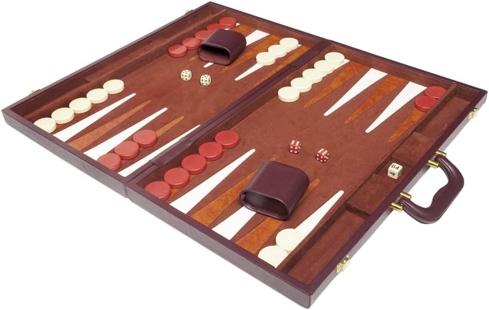 Tournament Backgammon Set 50cm Leatherette Folding Board Luxury Strategy Game