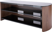 Adjustable Walnut TV Stand with Safety Glass & Cable Management, Fits 135cm TVs