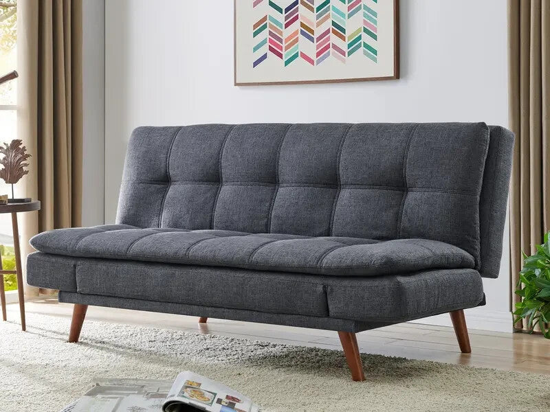 Dark Grey Fabric Sofa Bed 3 Seater with Recline & Adjustable Armrests