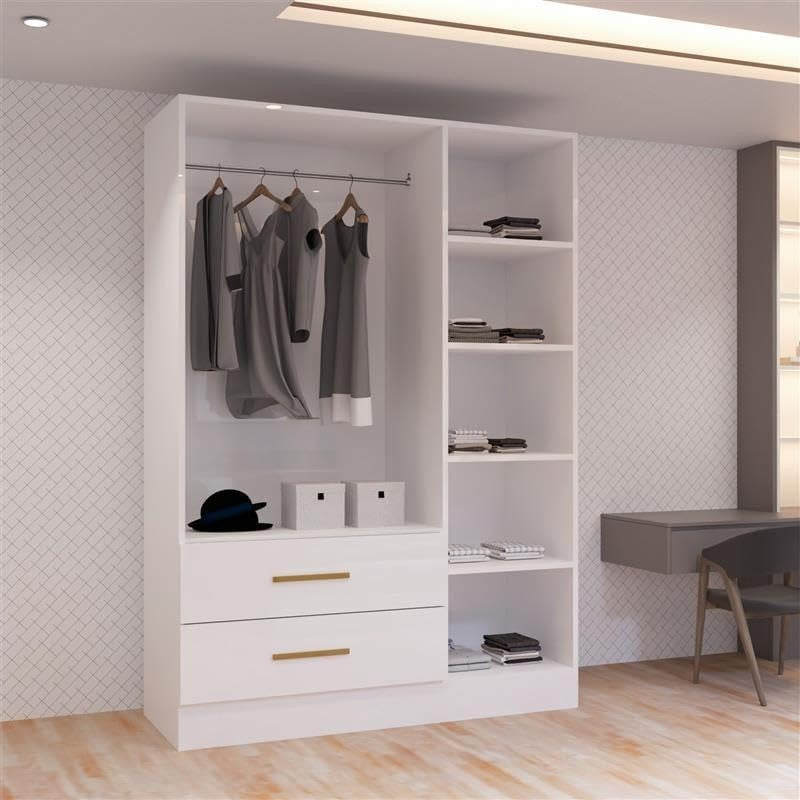 Modern 3 Door High Gloss Wardrobe with Mirror, Drawers & Hanging Rails