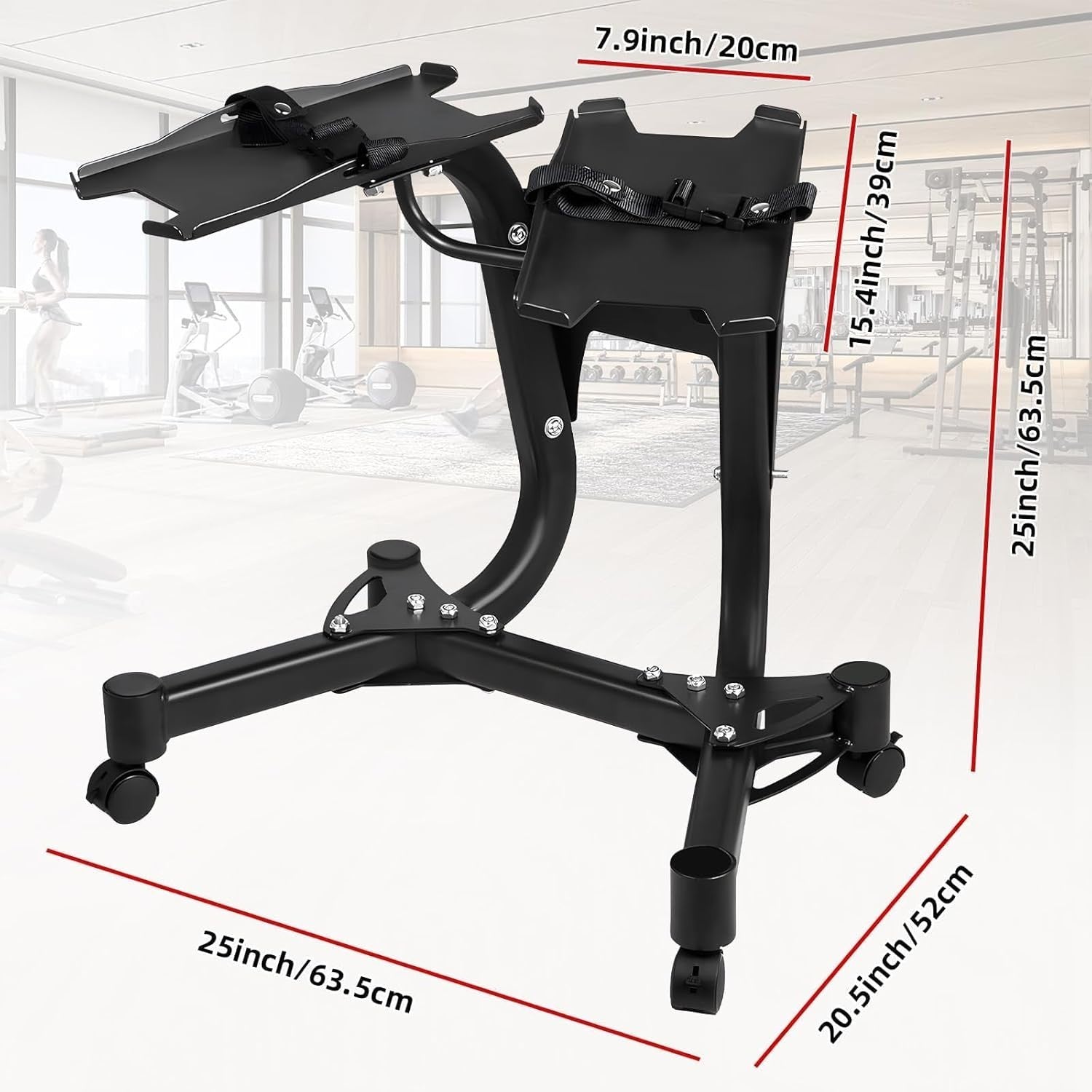 340LB Heavy Duty Dumbbell Rack with Wheels Adjustable Weight Stand Home Gym