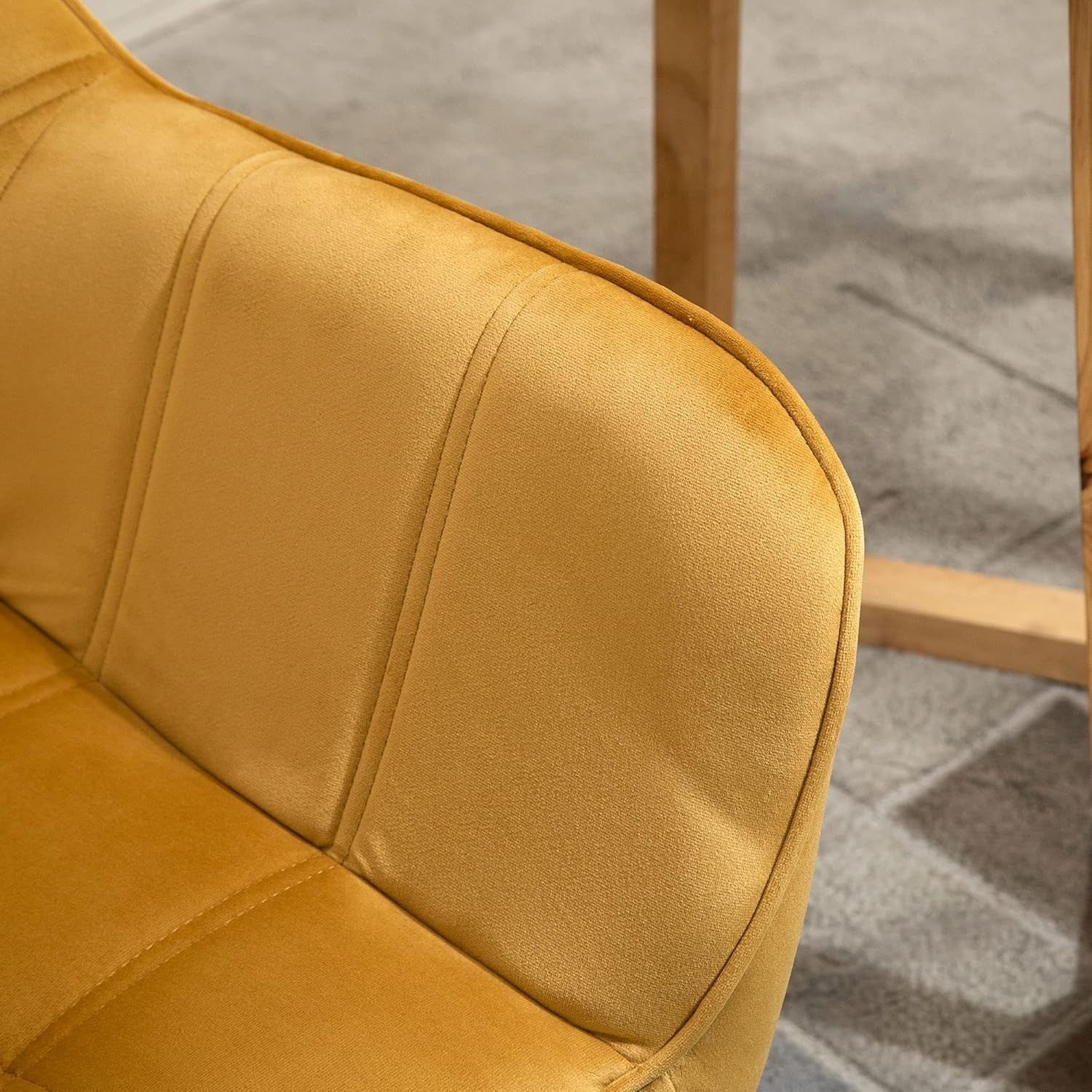 Yellow Velvet Armchair Wide Arm Accent Chair Modern Bedroom Lounge Seat