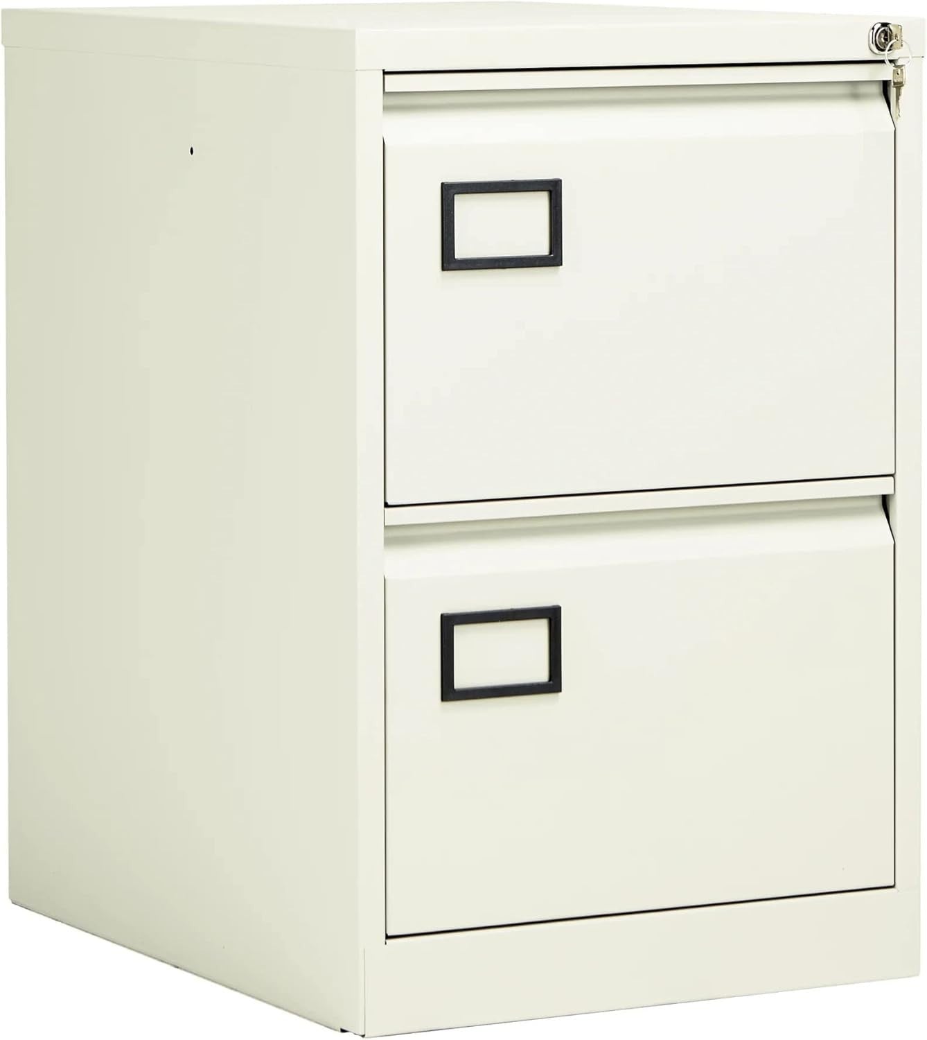 White 2 Drawer Steel Filing Cabinet Lockable Under Desk A4 Foolscap