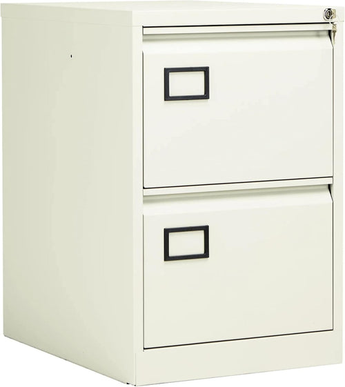 White 2 Drawer Steel Filing Cabinet Lockable Under Desk A4 Foolscap