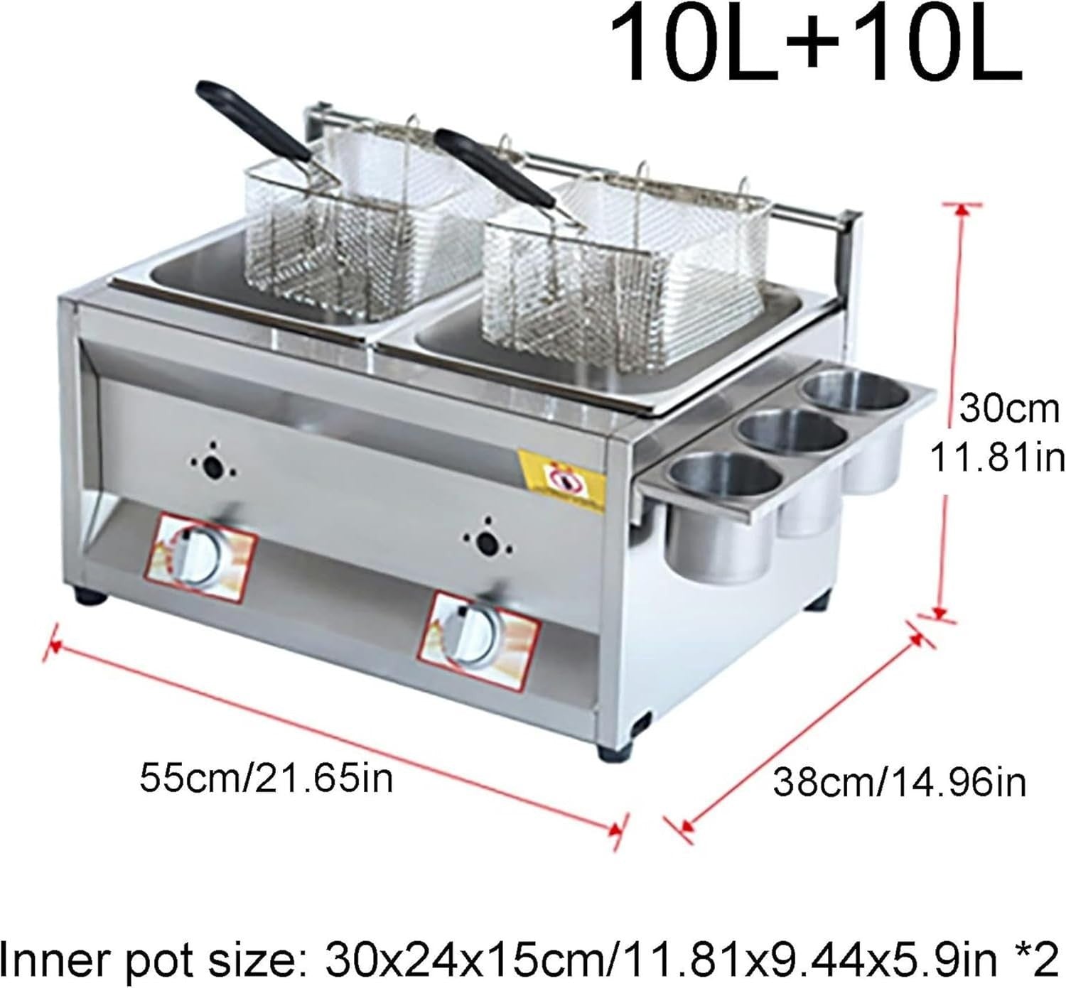 20L Double Tank Gas Deep Fryer Stainless Steel LPG Commercial
