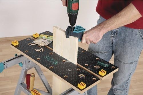 Folding Clamping Work Table Adjustable MDF Jaws Tool Rack Portable Bench