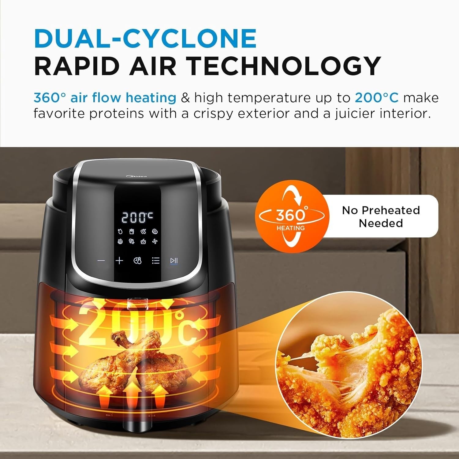4L Digital Air Fryer | 1500W Oil-Free Cooking | 8 Presets | X-Express 3D Heating