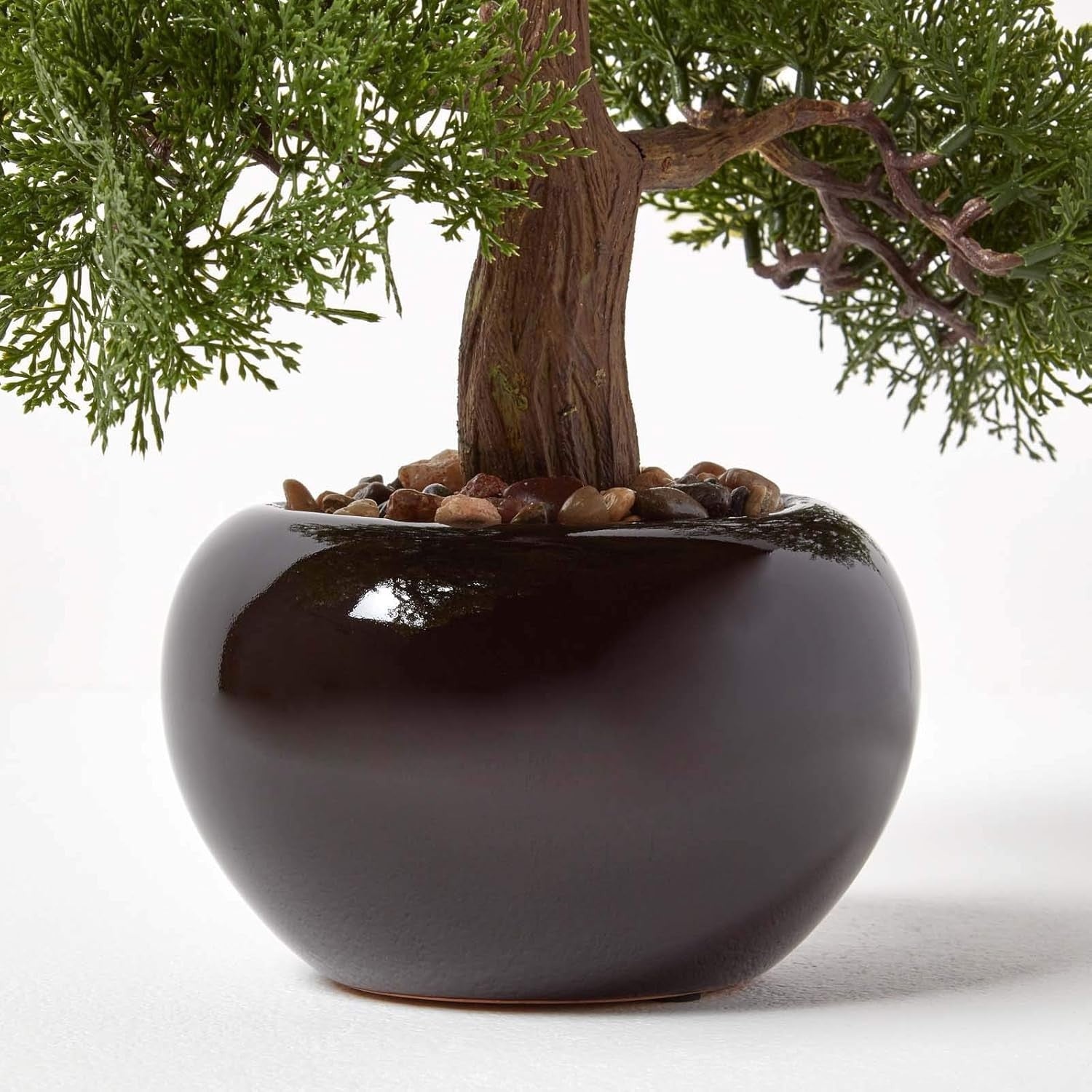 Small 40cm Oriental Bonsai Tree in Glossy Black Pot Artificial Indoor Decoration