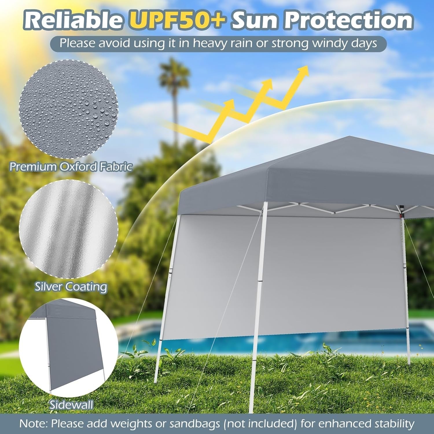3x3M Gray Pop-Up Gazebo Canopy UPF50+ Sunshade Outdoor Party Tent
