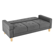 3 Seater Grey Sofa Bed Fabric Couch Removable Armrest Guest Sleeper