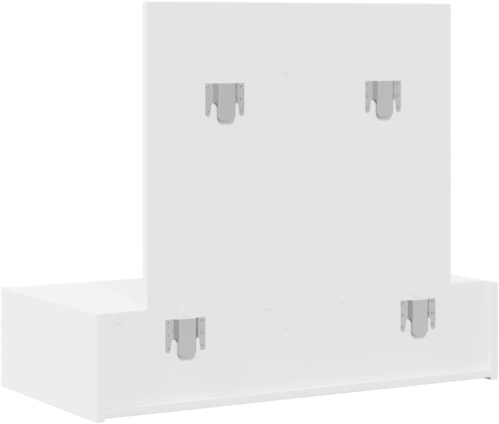 White Modern Dressing Table Vanity Makeup Desk w/ Drawer Mirror Storage 83 x 40