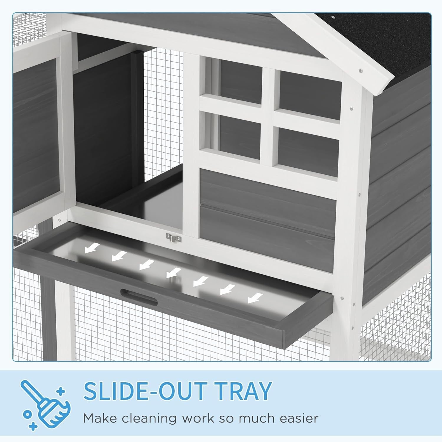 Outdoor Wooden Rabbit Hutch 2 Tier Run 124x63x93cm