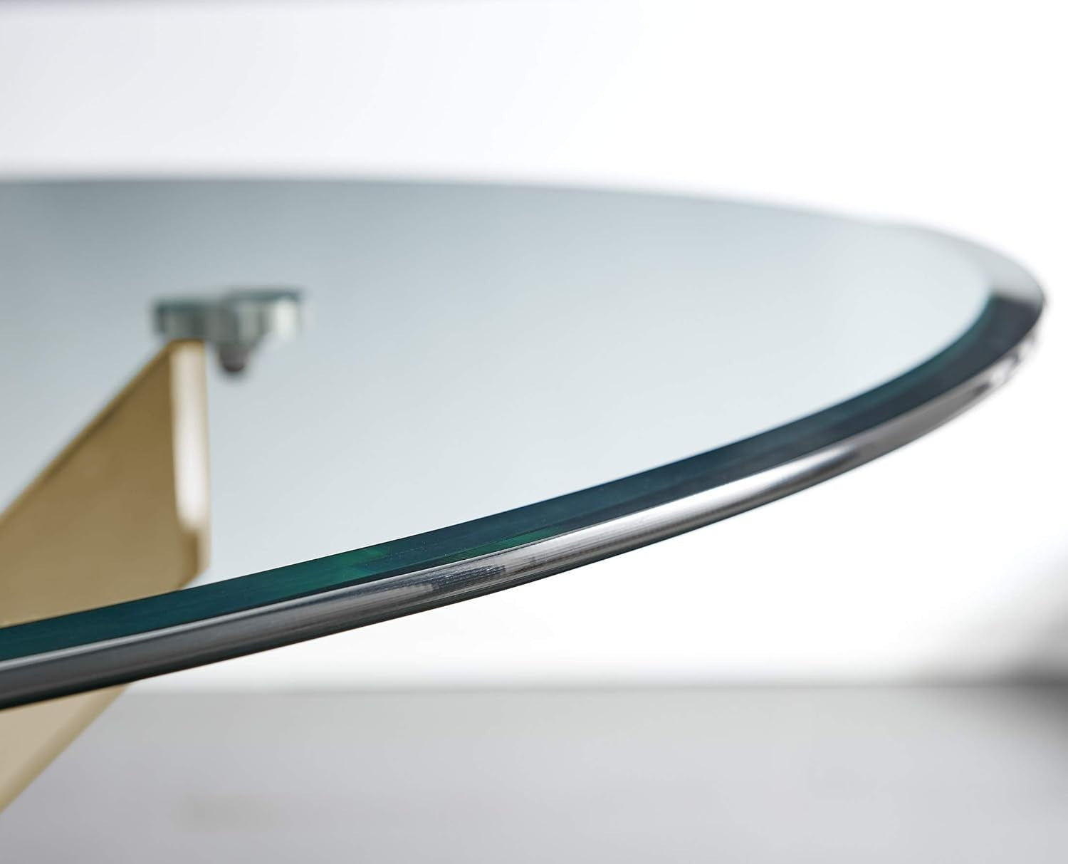 Small Space Round Glass Dining Table 100cm Chrome Cross Leg Base