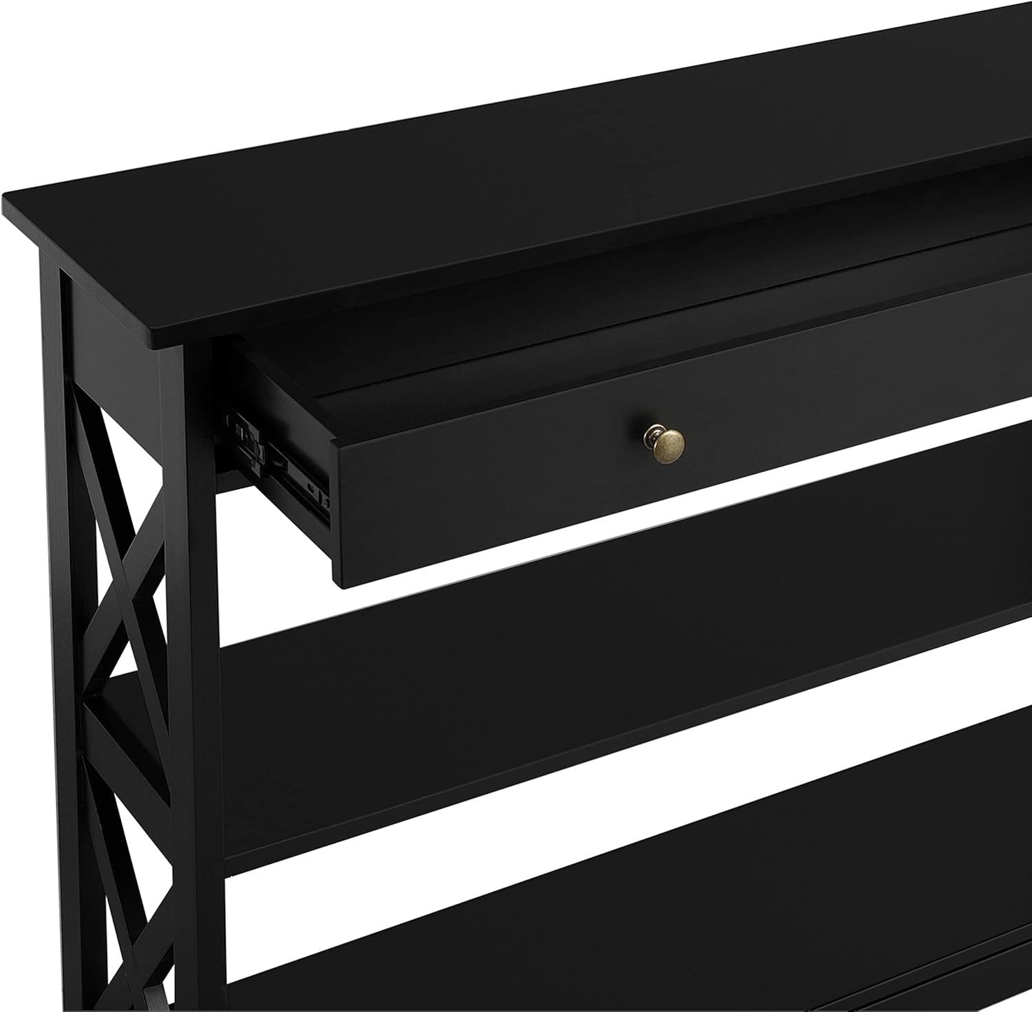 Console Table with Drawer & Shelf, 3-Tier Entryway Sofa Side Table, 100x30x80cm