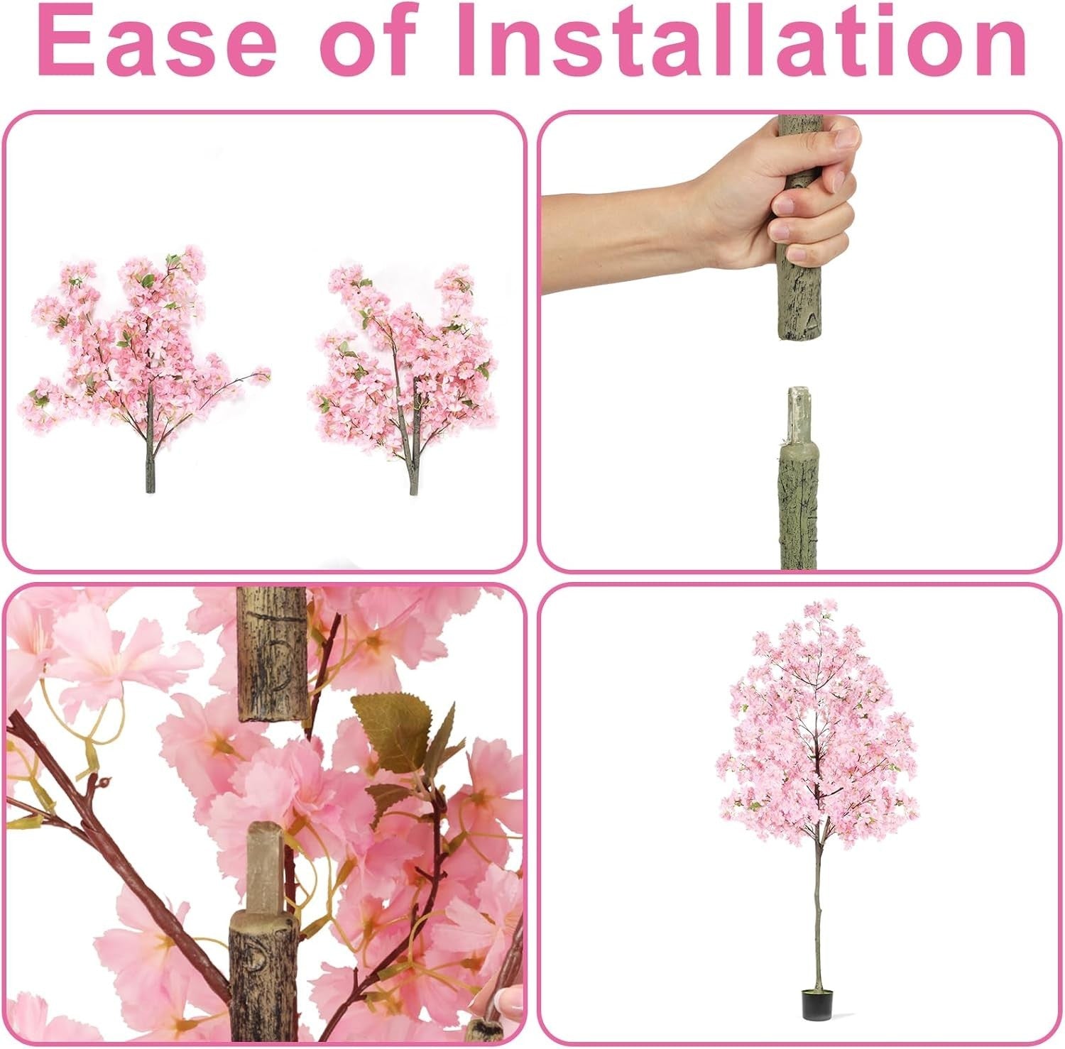 180cm Pink Artificial Cherry Blossom Tree Faux Flower Potted Decor Home Office