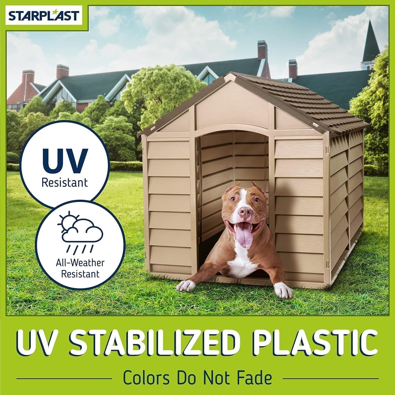 Heavy Duty Large Plastic Dog Kennel Outdoor Weatherproof Pet Shelter Brown