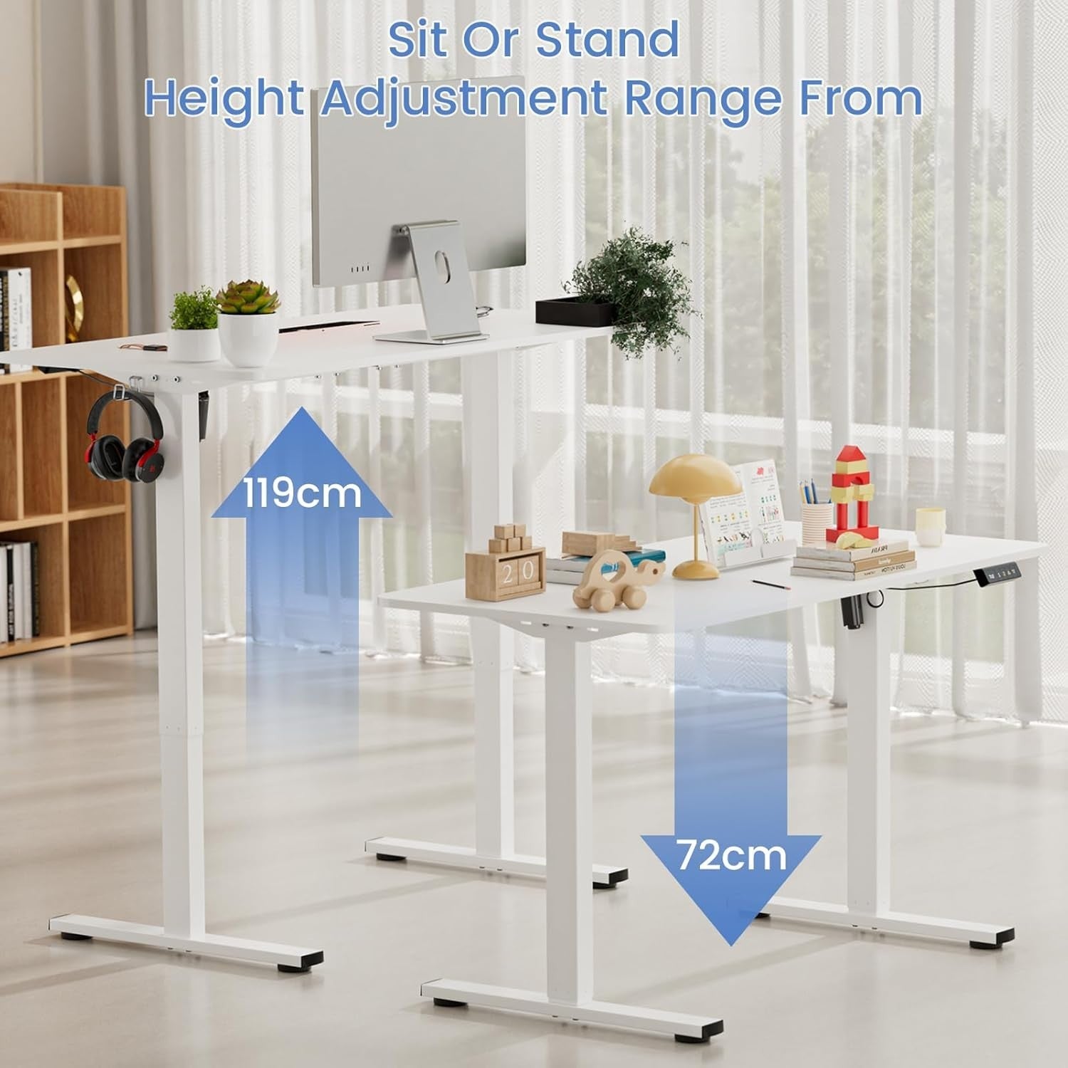 White Electric Standing Desk 120×60cm w/ Memory Panel & USB – Adjustable Table
