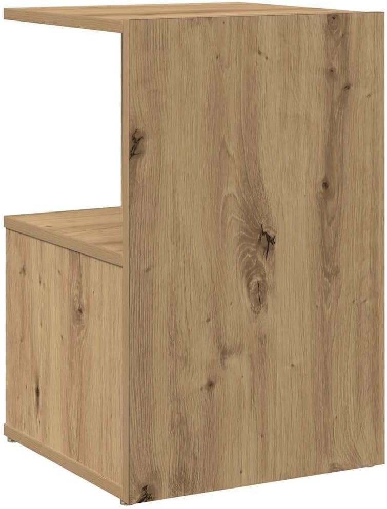 Pair of Oak Bedside Tables | Modern 2 Tier Nightstands with Open Storage
