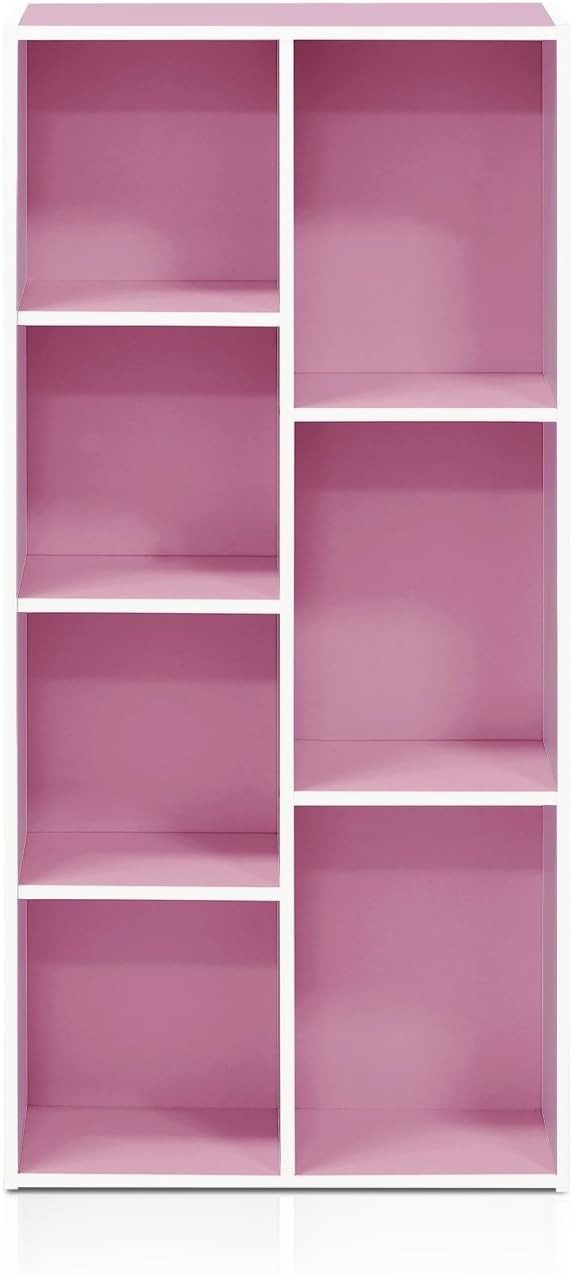 7 Cube Reversible Bookcase Storage Open Shelf Compact Design Organizer Pink