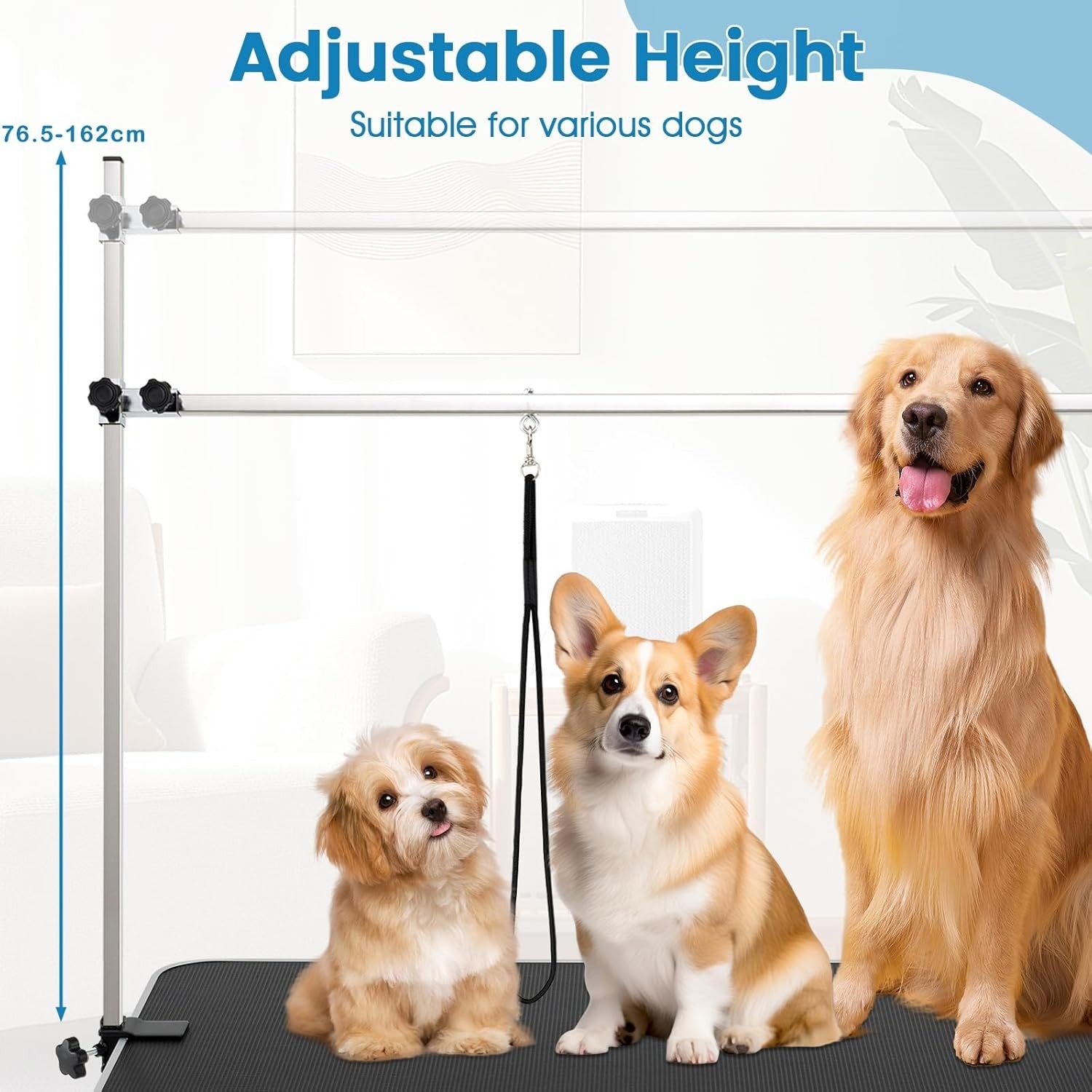 47" Dog Grooming Table Foldable Heavy Duty Adjustable Arm Non Slip Tray