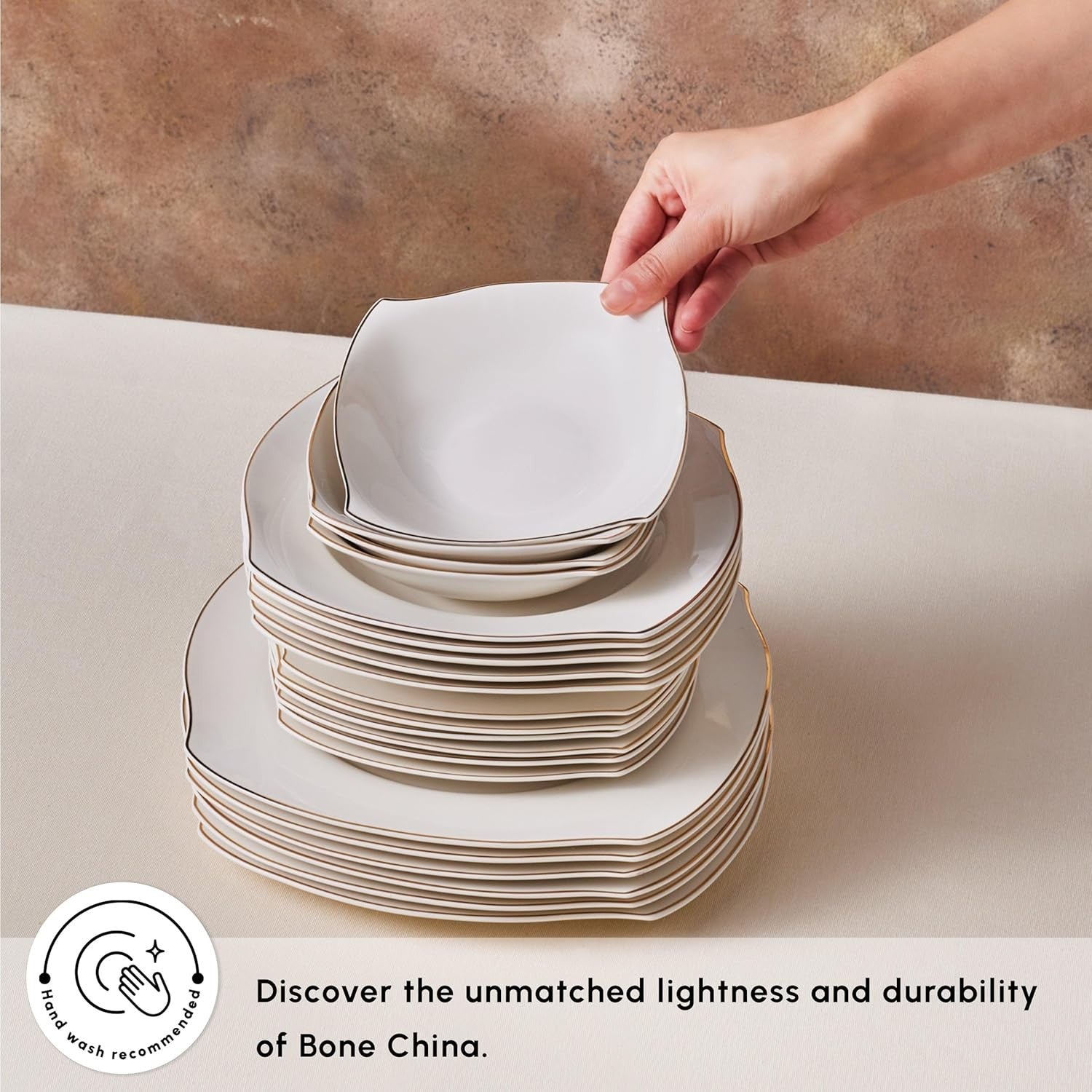 53pc Bone China Dinner Set Gold Trim Service for 12 Luxury Crockery