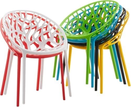 Set of 6 Stackable Plastic Dining Chairs Indoor Outdoor Garden Patio