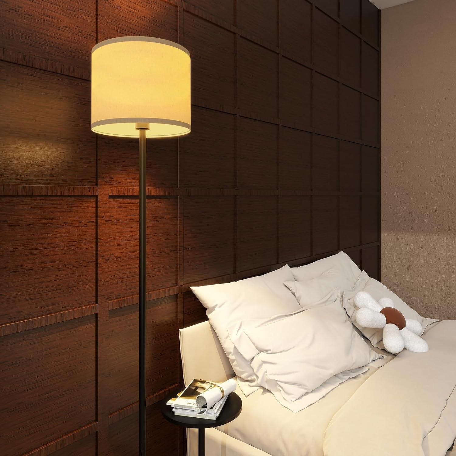 Floor Lamp with Shelf Black Tall Standing Light for Living Room Bedroom