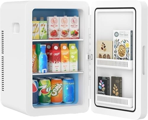 22L Mini Fridge Cooler & Warmer | Portable, Adjustable Shelves, 30 Cans White