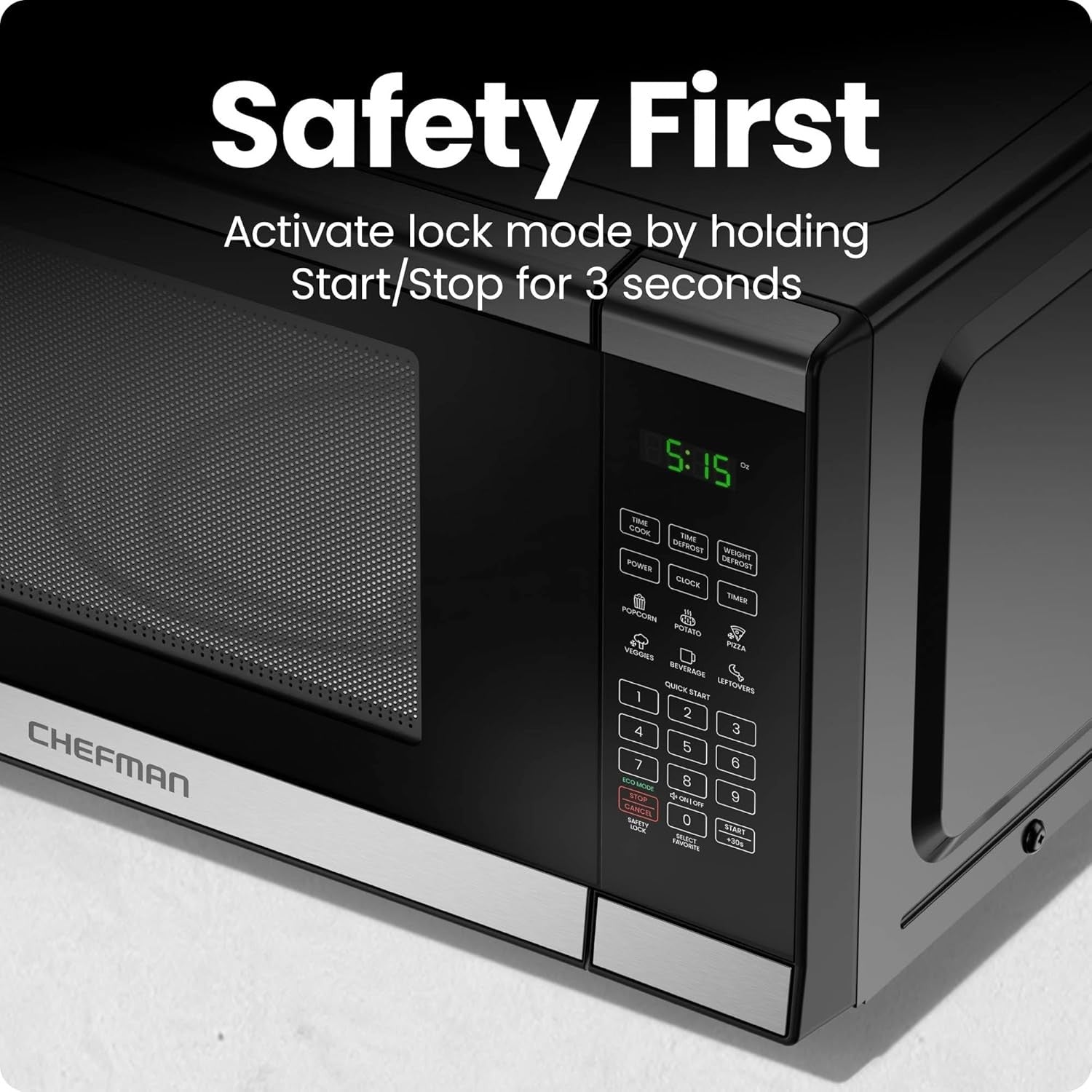 20L 800W Digital Microwave 10 Power Levels Child Lock Steel