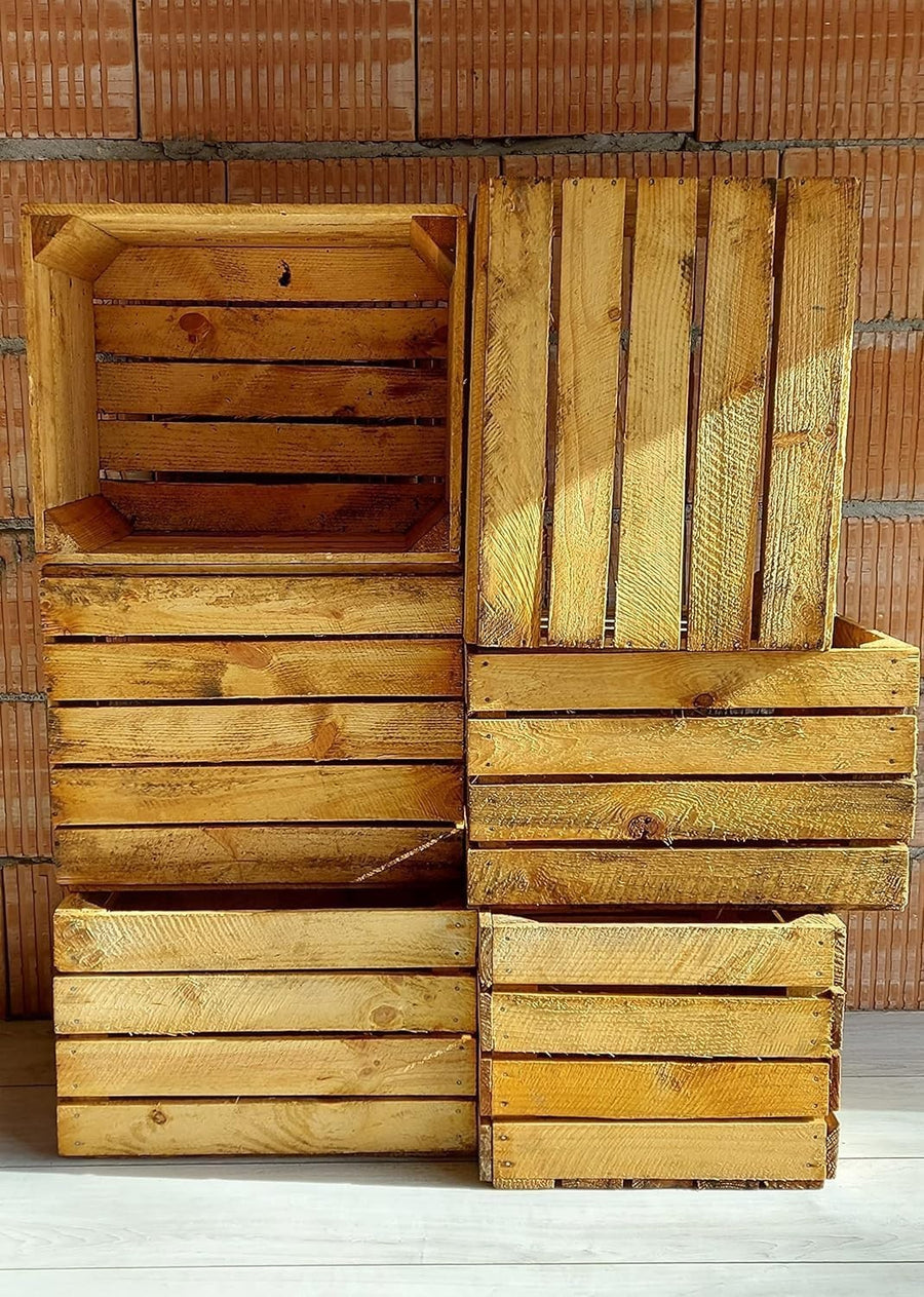 Wooden Storage Crates 50x30x40cm – Rustic Medium Storage & Decorative Bins
