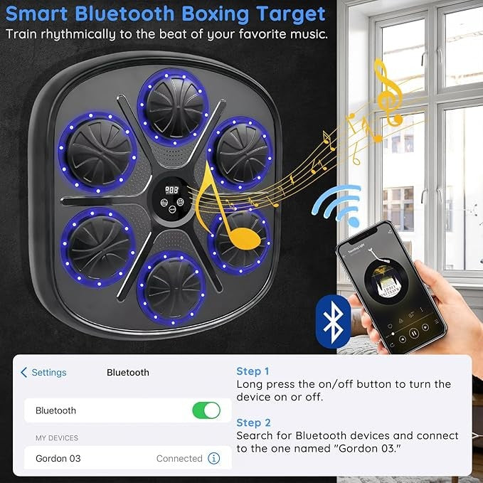 Smart Music Boxing Machine Bluetooth LED Wall Punch Trainer 9 Modes