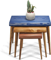 Wood Nesting Side End Coffee Table Set Mid Century Modern Scandinavian Decor
