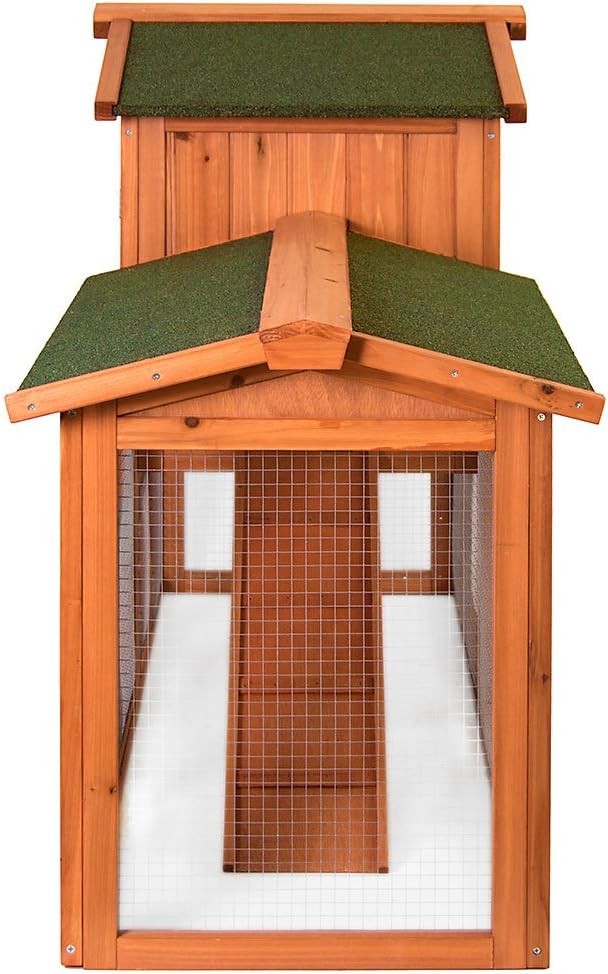 2 Tier Wooden Rabbit Hutch Outdoor Bunny Guinea Pig House with Run Ramp
