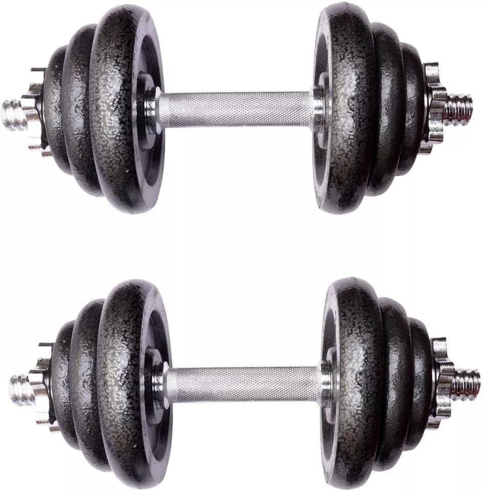 10kg Adjustable Cast Iron Dumbbell Set Spinlock Bars Home Gym Weights