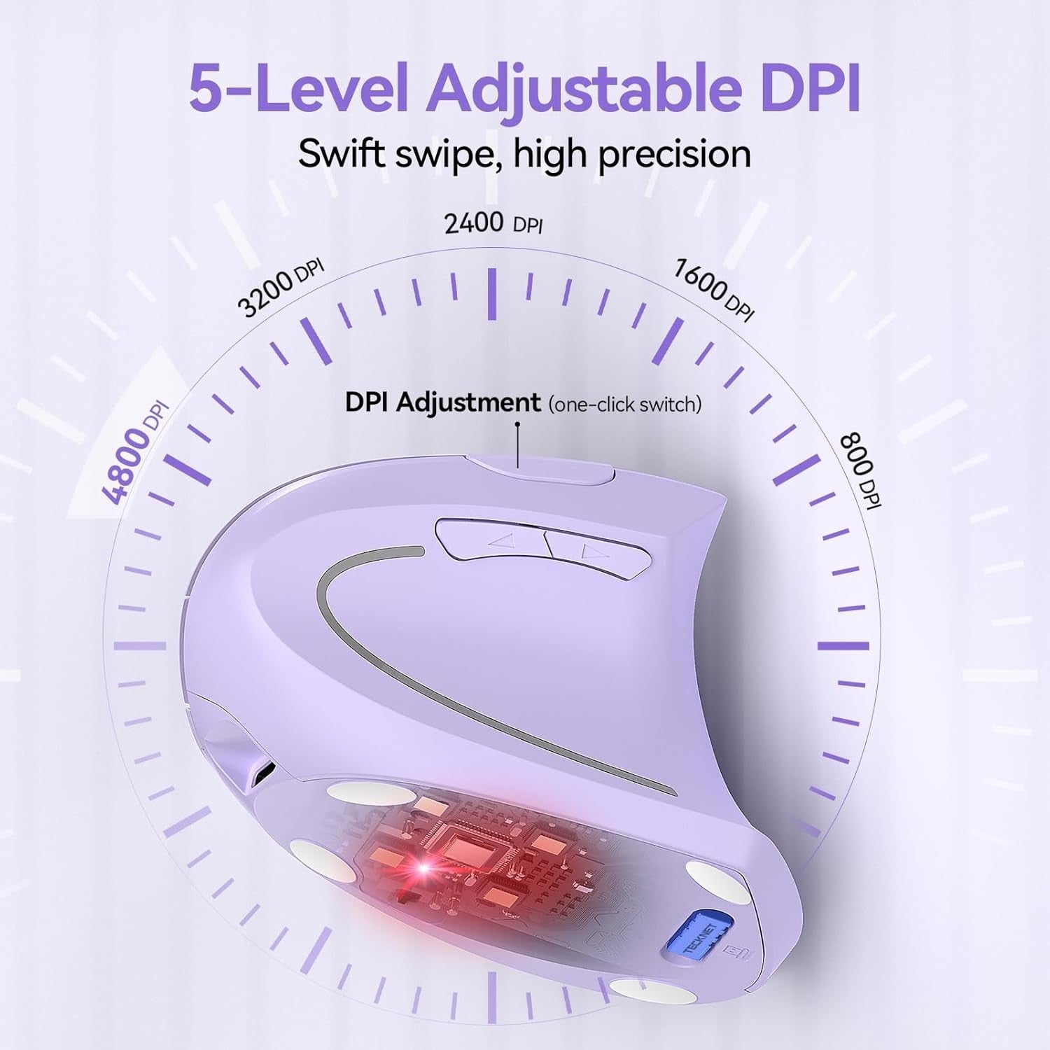 Vertical Ergonomic Wireless Mouse 4800 DPI Rechargeable Silent USB