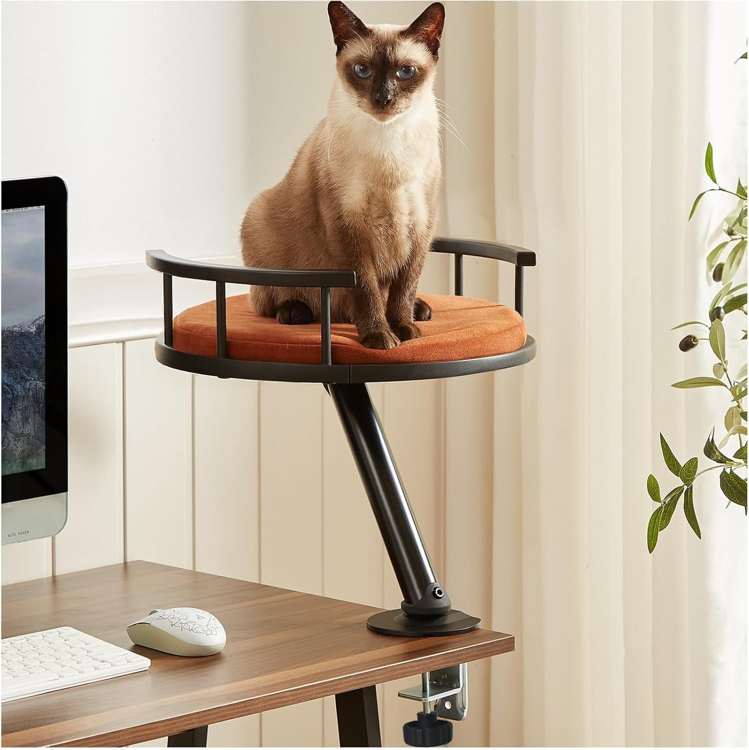 Rotating Desk Cat Bed Elevated Cat Hammock Clamp On Cat Perch