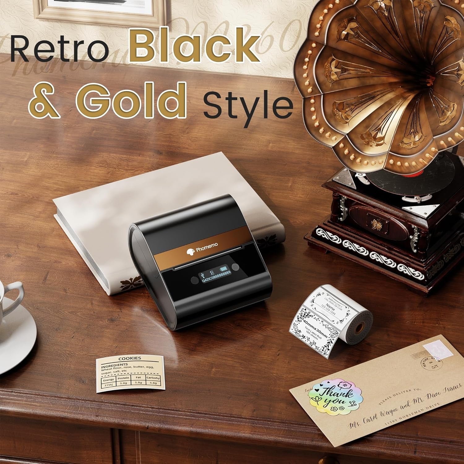 3 Inch Bluetooth Thermal Label Printer Portable Black