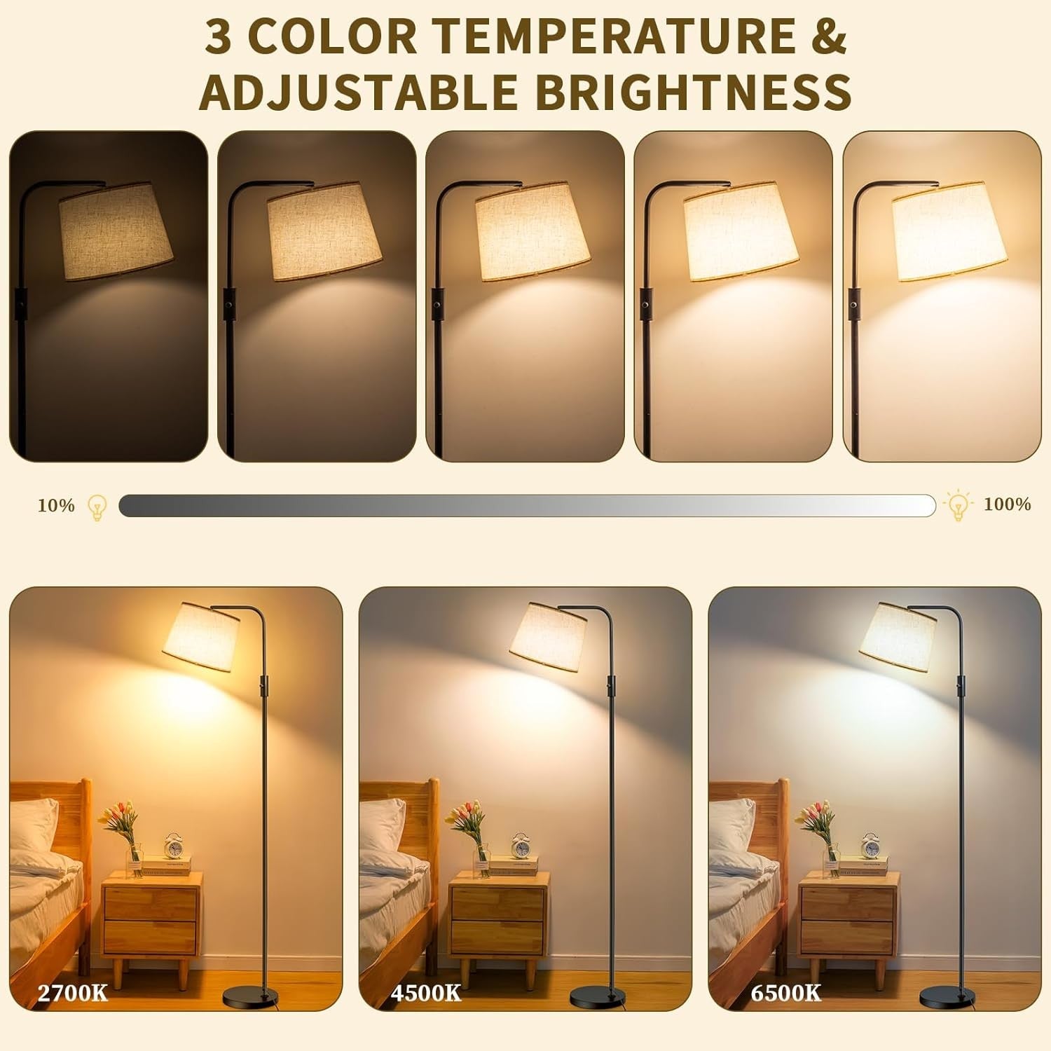 Floor Lamp with Remote App Dimmable Tall Standing Light Memory Function
