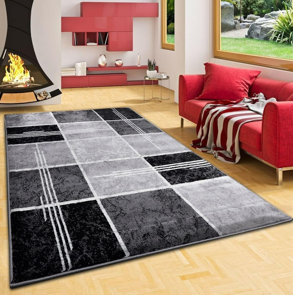 Soft Thick Pile Area Rug 160x230cm Modern Non Shed Living Room Bedroom Carpet