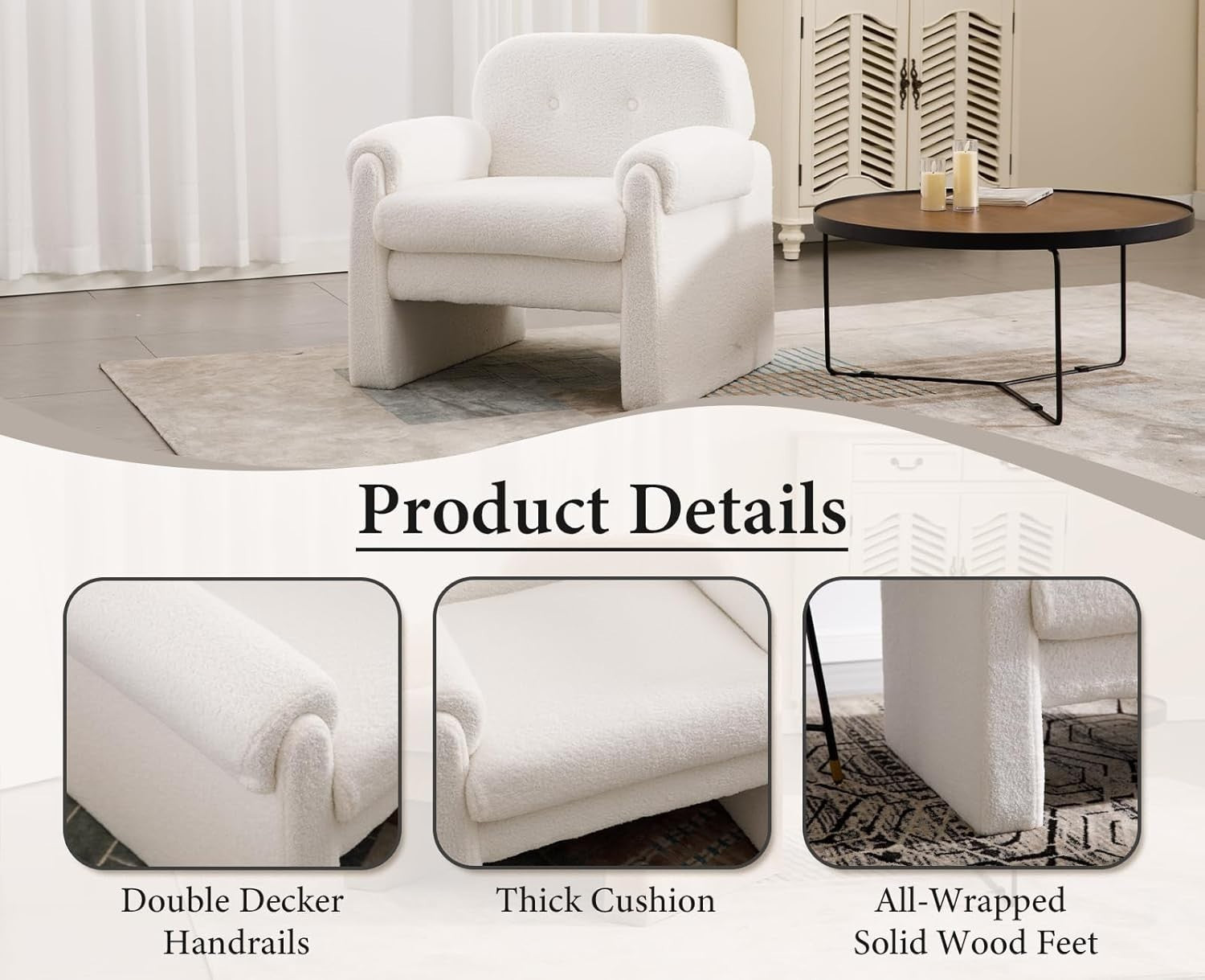 White Upholstered Tub Chair | Cozy Foam Armchair for Living Room Lounge