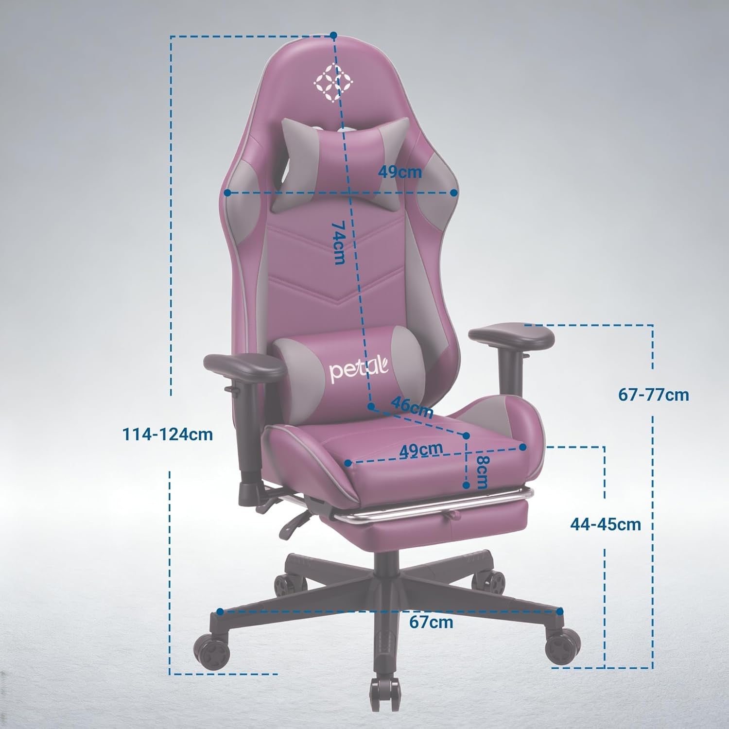 Ergonomic Gaming Chair Recliner w Footrest Lumbar Support Purple