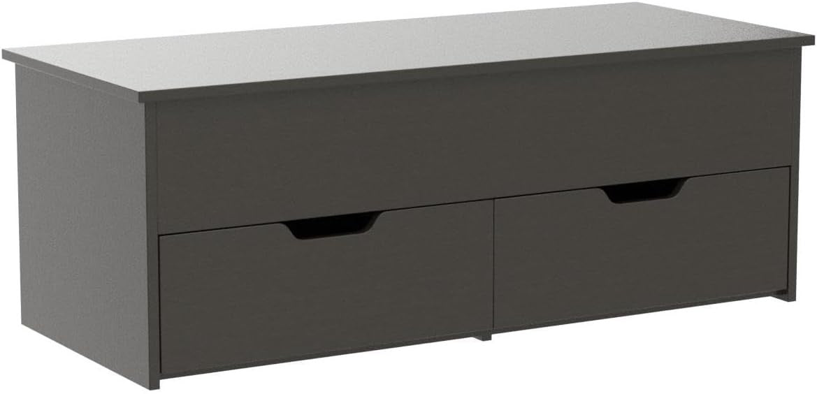 Black Lift-Top Coffee Table with Locking Storage Drawers 115x50x40cm