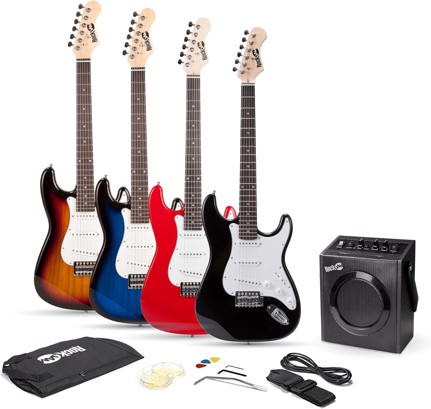 Electric Guitar Starter Kit with Amp Full Size Basswood Red Set