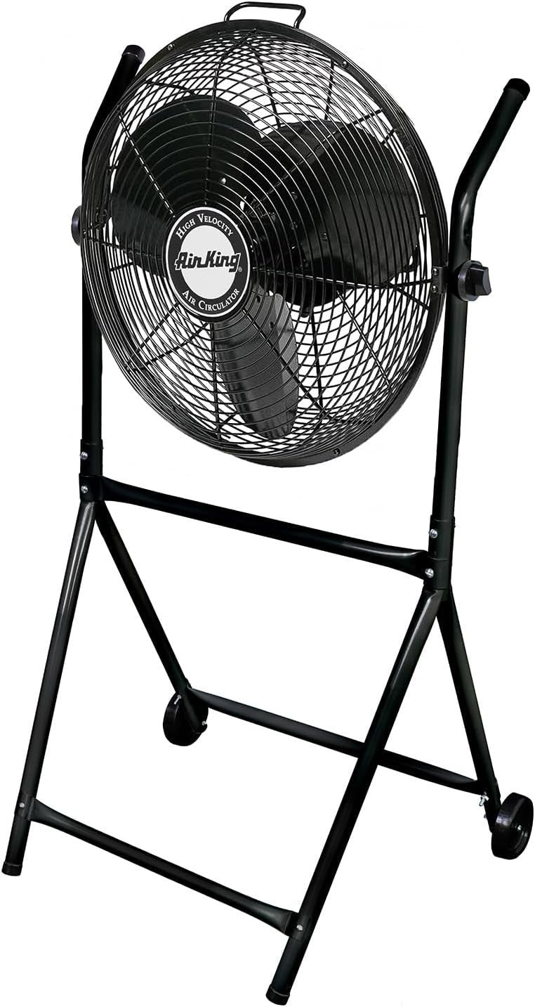 18" Industrial Stand Fan – High Velocity 3-Speed Roll-About Air Circulator Black