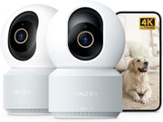 2 Pack 4K Indoor Security Cameras 360° Pet Baby Monitor WiFi 6