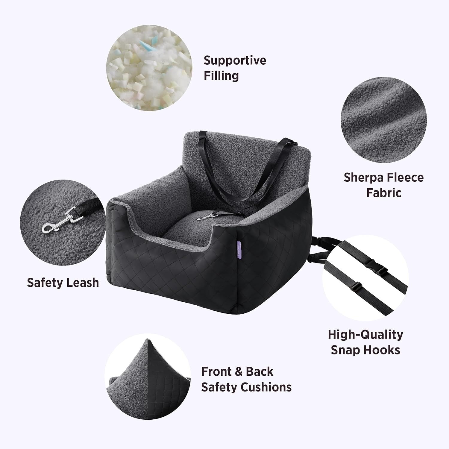 Waterproof Dog Car Seat Booster Bed Travel Carrier Leash Small Dogs