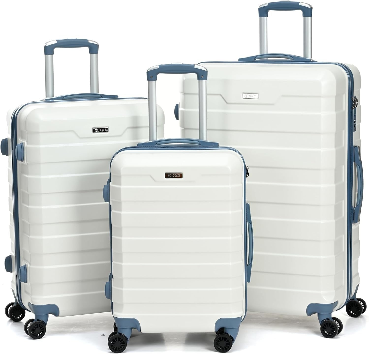 White Hard Shell Luggage Set 20” 24” 28” Lightweight TSA Spinner Wheels