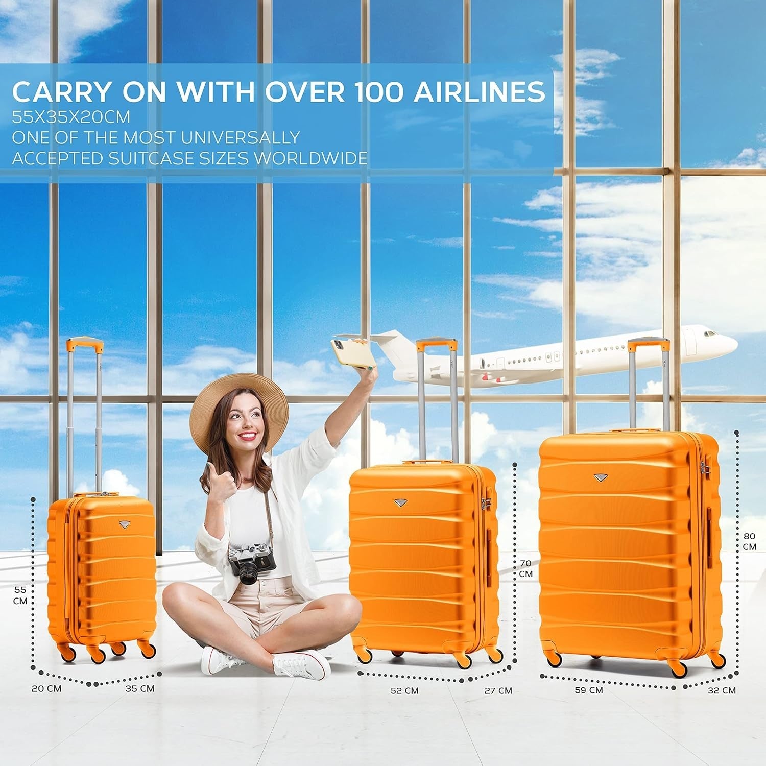 Cabin Carry On Suitcase 21” ABS Hard Shell Lightweight 4 Wheels