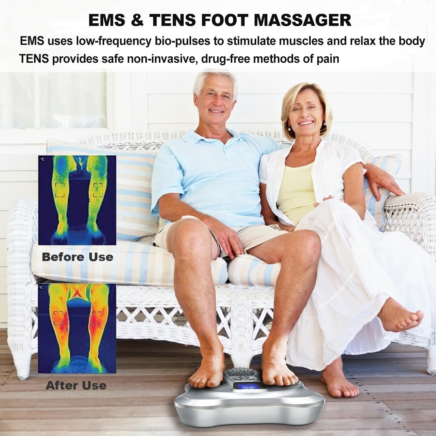 EMS Foot Circulation Massager 25 Modes 99 Intensity Pain Relief Therapy
